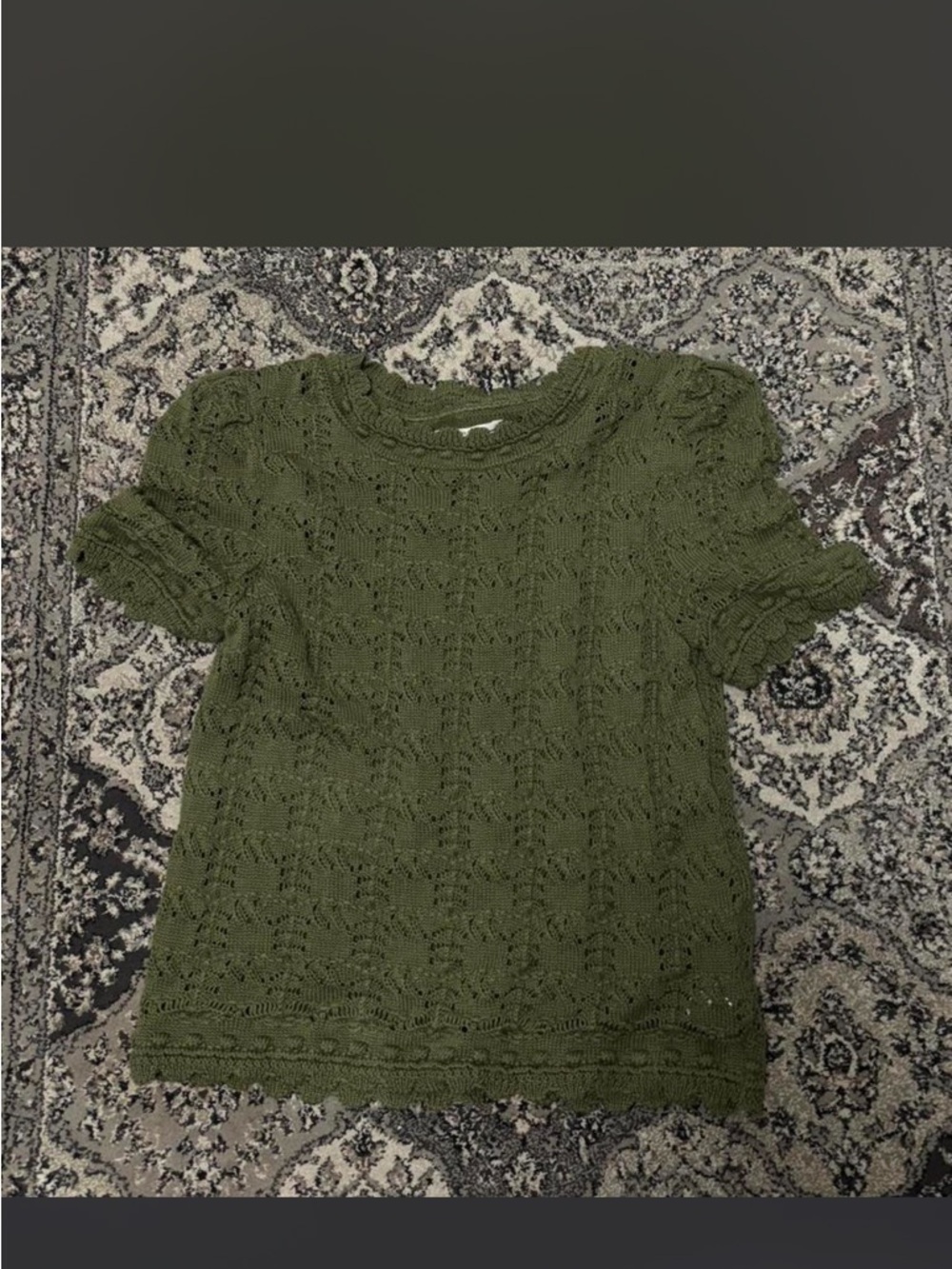 Anthropologie Olive Green Knit Short-Sleeve Women's Top